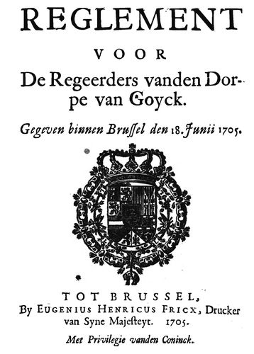 Kaft van Reglement voor de Regeerders vanden Dorpe van Goyck